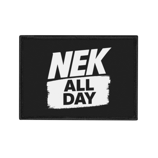 NEK ALL DAY Black Iron-On Patches